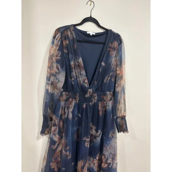 Baltic Born Floral Maxi Dress 3XL Blue Sheer Boho Romantic Cottagecore - Picture 4 of 8